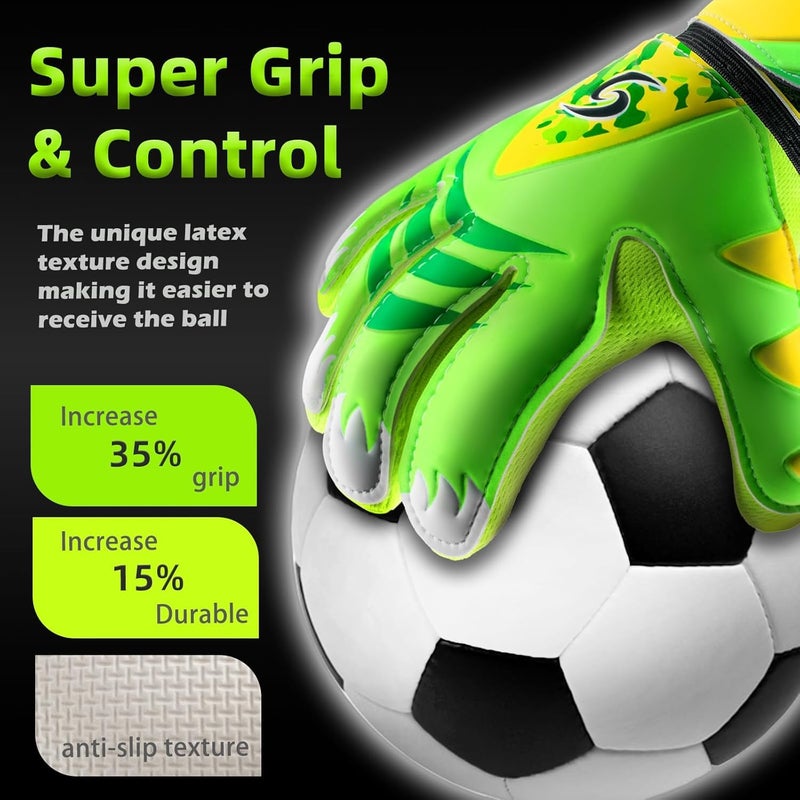 Sportout قفازات حارس مرمى للأطفال من سبورت آوت، قفازات حارس كرة القدم مع حماية مزدوجة للمعصم ومواد لاتكس مقاومة للانزلاق والارتداء لمنع الإصابات - Image 2